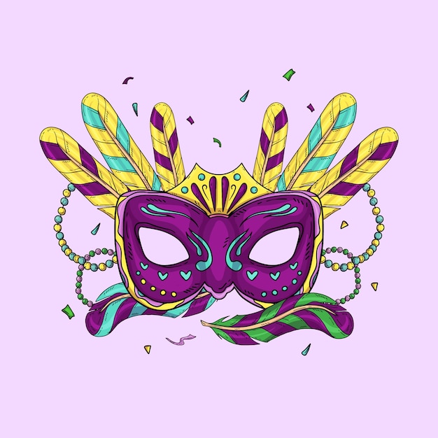 Dibujado a mano ilustración de mardi gras