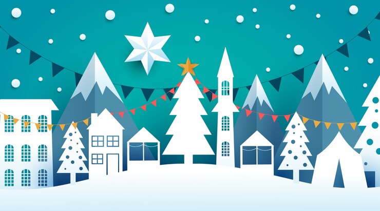 Vector gratuito dibujado a mano ilustración de mercado de navidad plano