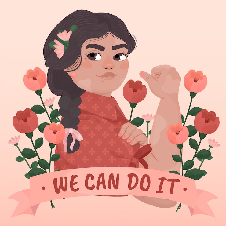 Vector gratuito dibujado a mano ilustración del mes de la historia de la mujer