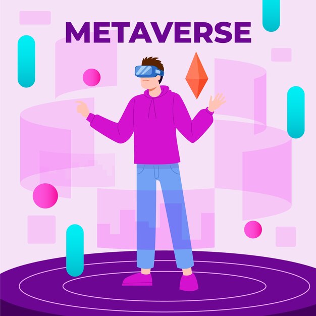 Dibujado a mano ilustración de metaverso de diseño plano