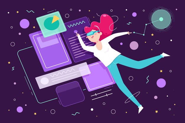 Dibujado a mano ilustración de metaverso de diseño plano