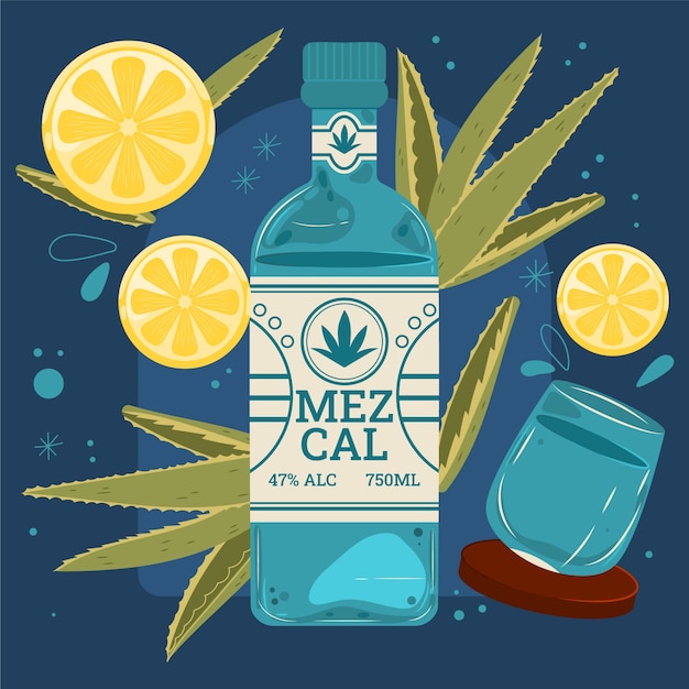 Vector gratuito dibujado a mano ilustración de mezcal