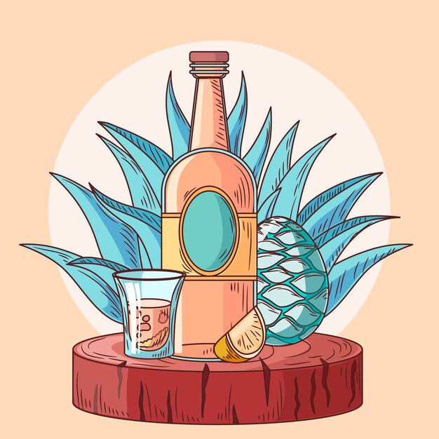 Dibujado a mano ilustración de mezcal
