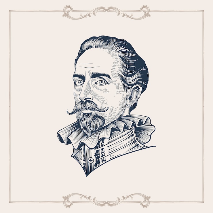 Vector gratuito dibujado a mano ilustración miguel de cervantes