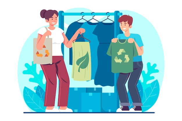 Vector gratuito dibujado a mano ilustración de moda sostenible