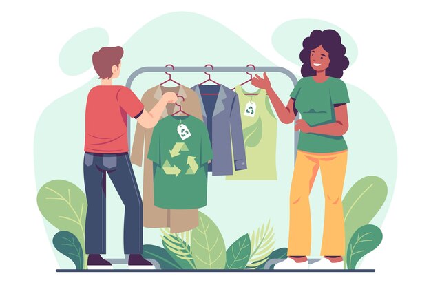 Dibujado a mano ilustración de moda sostenible