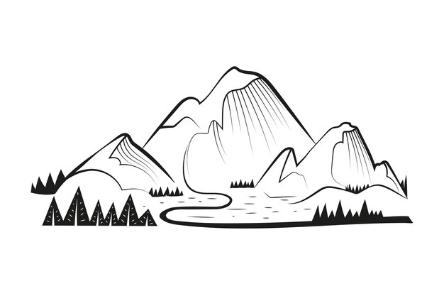 dibujado a mano ilustración de montaña