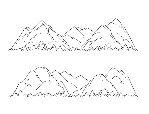 Vector gratuito dibujado a mano ilustración de montaña