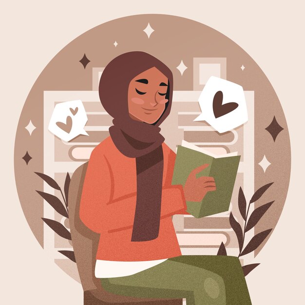 Dibujado a mano ilustración de mujer musulmana empoderada