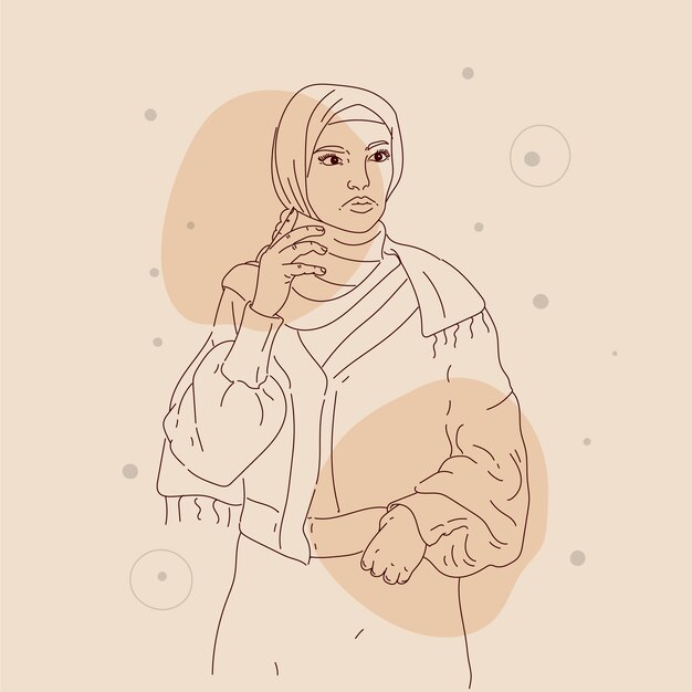 Dibujado a mano ilustración de mujeres iraníes planas
