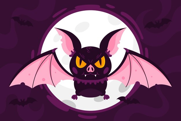 Dibujado a mano ilustración de murciélago de halloween plana