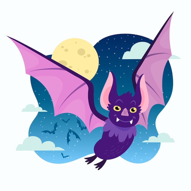 Vector gratuito dibujado a mano ilustración de murciélago de halloween plana