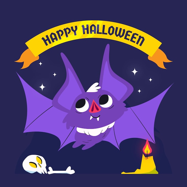 Vector gratuito dibujado a mano ilustración de murciélago de halloween