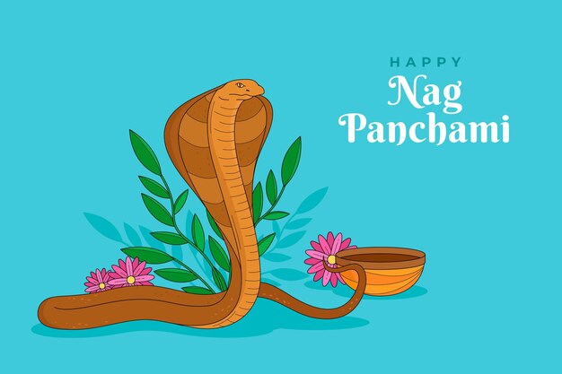 Dibujado a mano ilustración nag panchami