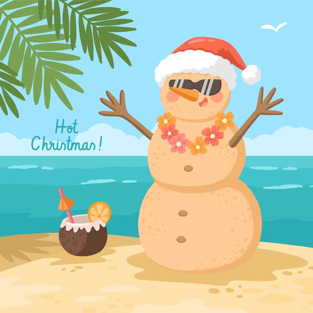 Dibujado a mano ilustración de navidad de verano plano