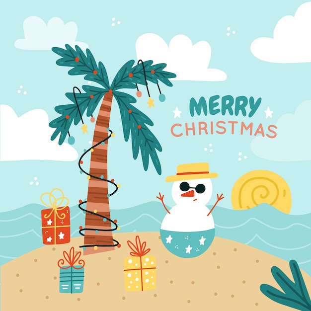 Dibujado a mano ilustración de navidad de verano plano