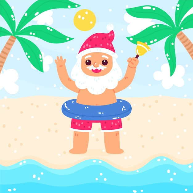 Dibujado a mano ilustración de navidad de verano plano