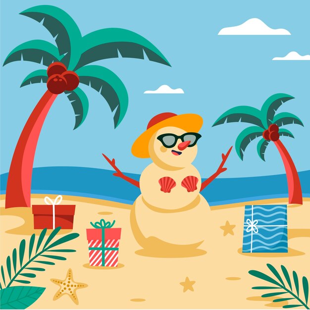 Dibujado a mano ilustración de navidad de verano plano