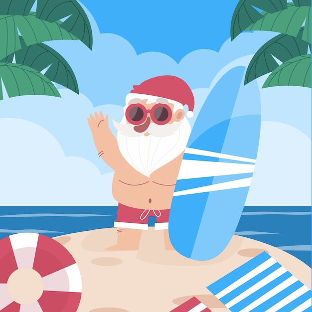 Dibujado a mano ilustración de navidad de verano plano