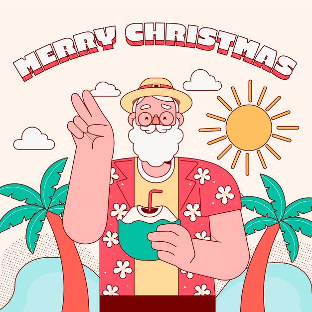 Dibujado a mano ilustración de navidad de verano plano