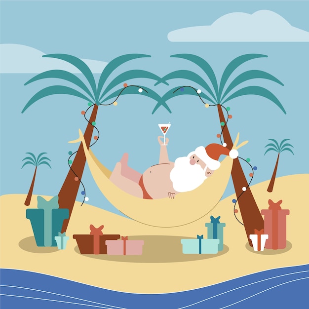 Vector gratuito dibujado a mano ilustración de navidad de verano plano