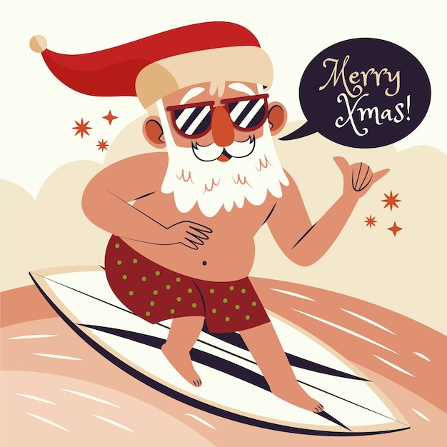 Vector gratuito dibujado a mano ilustración de navidad de verano plano