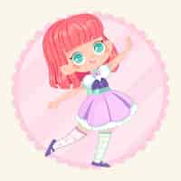 Vector gratuito dibujado a mano ilustración de niña de estilo lolita