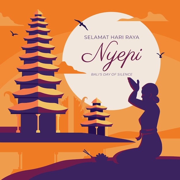 Vector gratuito dibujado a mano ilustración nyepi