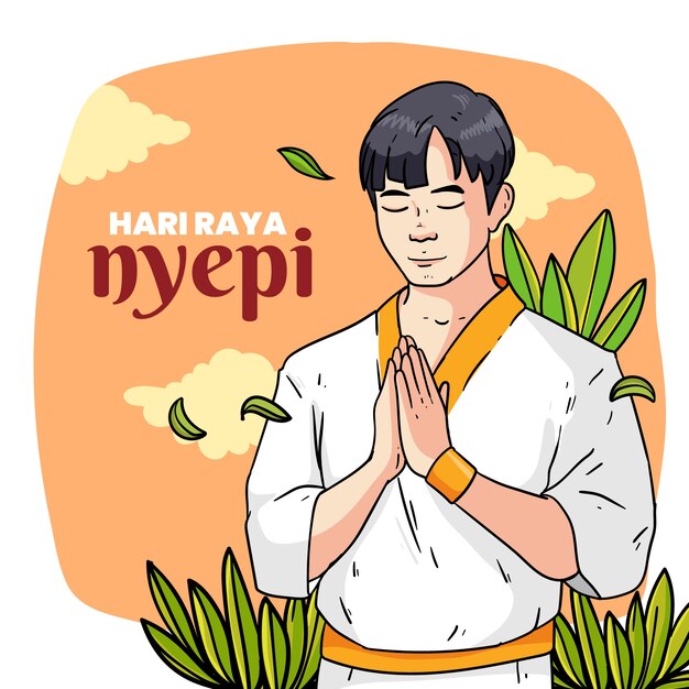 Dibujado a mano ilustración nyepi