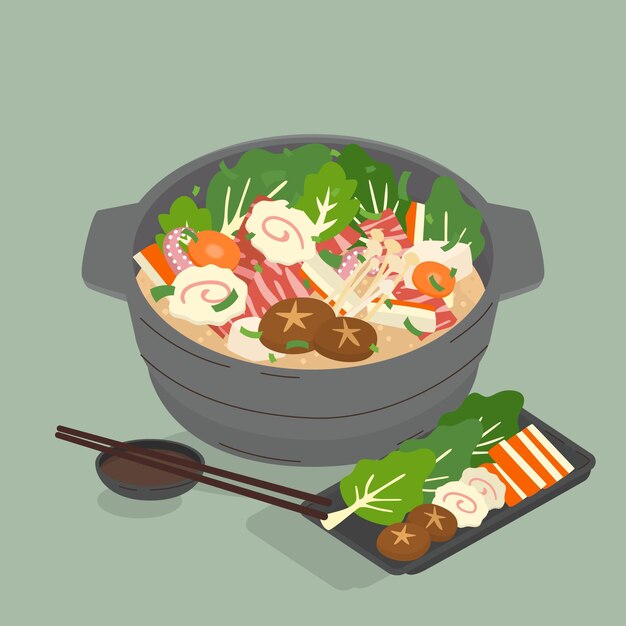 Dibujado a mano ilustración de olla caliente