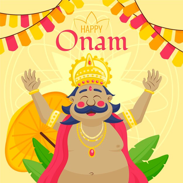Dibujado a mano ilustración de onam indio