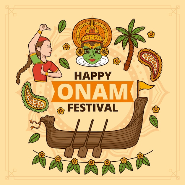 Dibujado a mano ilustración onam