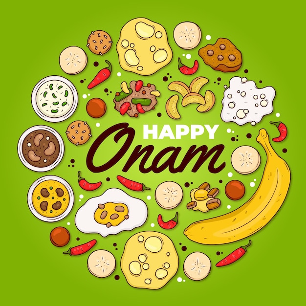 Dibujado a mano ilustración onam