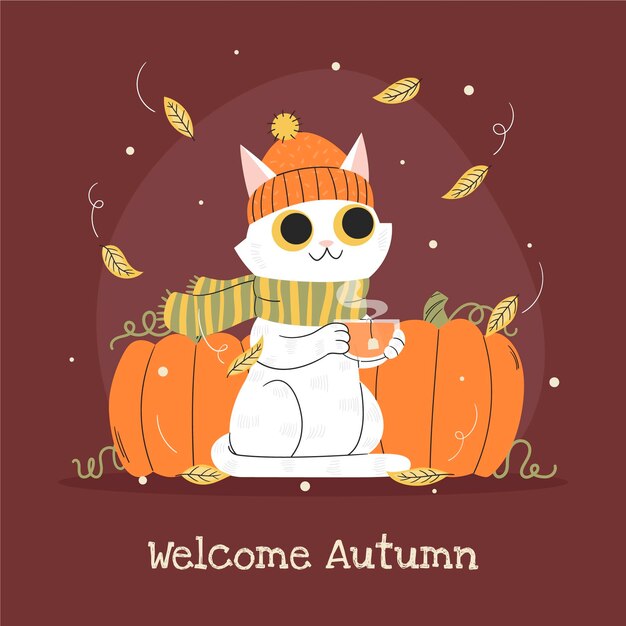 Dibujado a mano ilustración de otoño plano