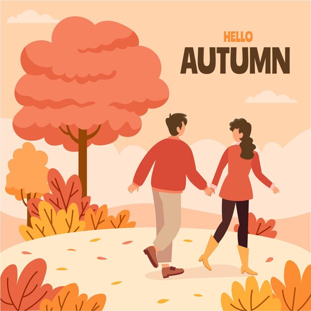 Dibujado a mano ilustración de otoño plano