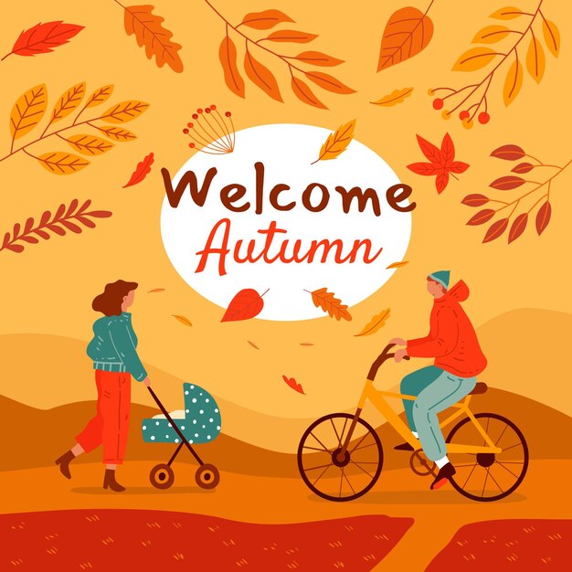 Dibujado a mano ilustración de otoño plano