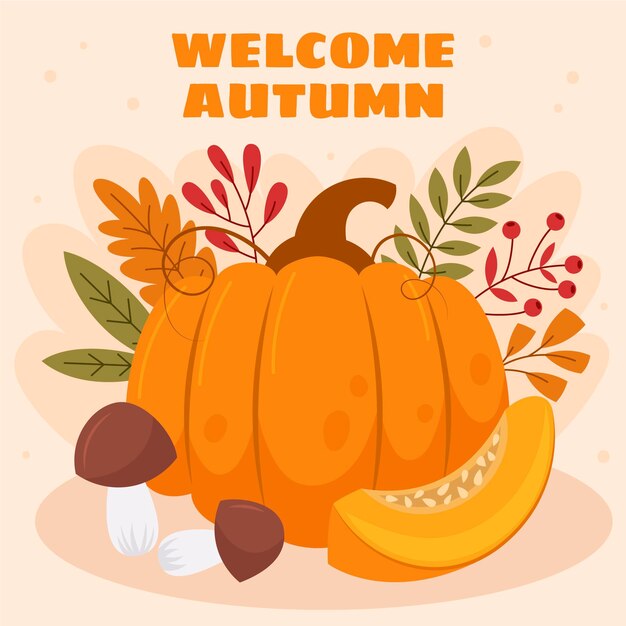 Dibujado a mano ilustración de otoño plano