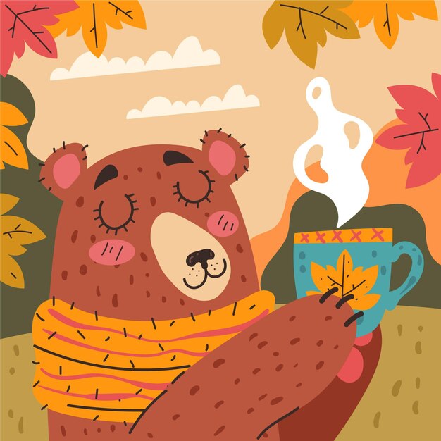 Dibujado a mano ilustración de otoño plano