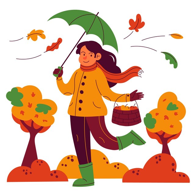 Dibujado a mano ilustración de otoño plano