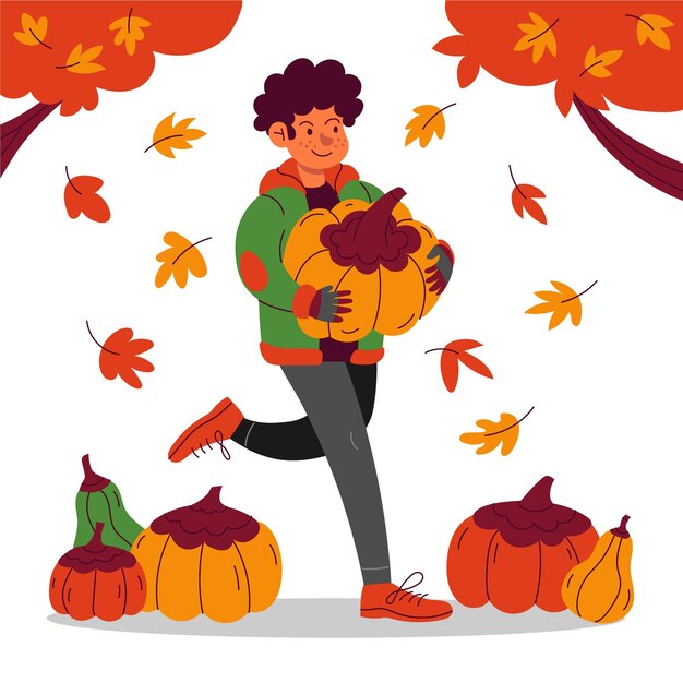 Dibujado a mano ilustración de otoño plano