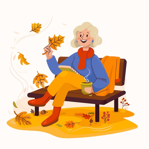 Dibujado a mano ilustración de otoño plano