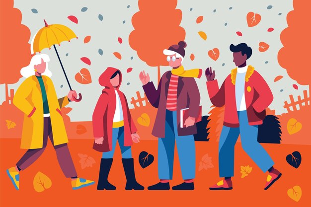 Dibujado a mano ilustración de otoño plano
