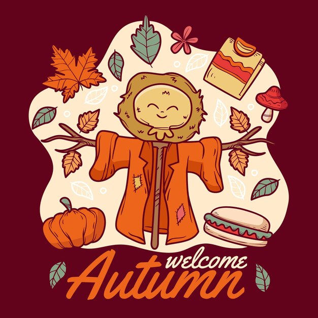 Dibujado a mano ilustración de otoño