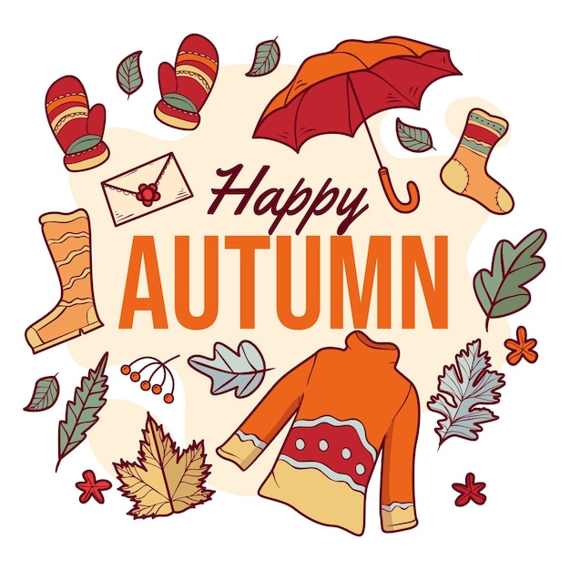 Dibujado a mano ilustración de otoño
