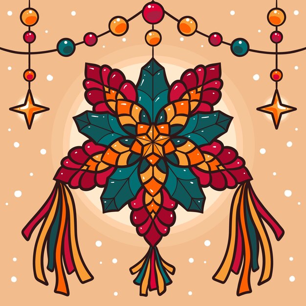 Dibujado a mano ilustración de parol de navidad