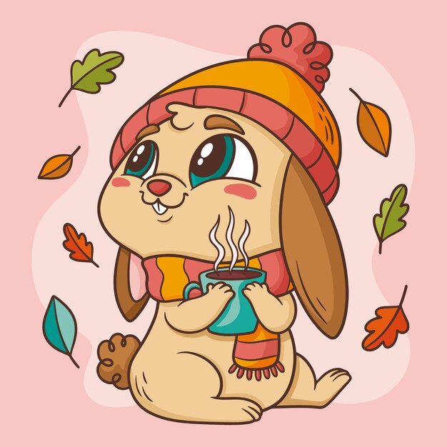 Dibujado a mano ilustración de personaje de dibujos animados de otoño