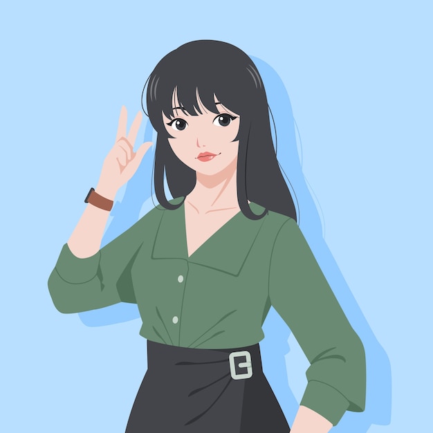 Vector gratuito dibujado a mano ilustración de personaje de estilo de dibujo coreano