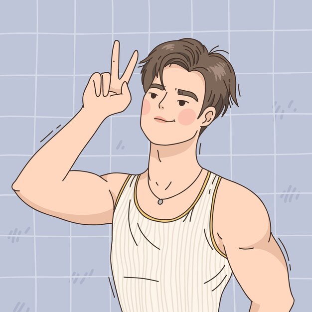 Dibujado a mano ilustración de personaje de estilo de dibujo coreano