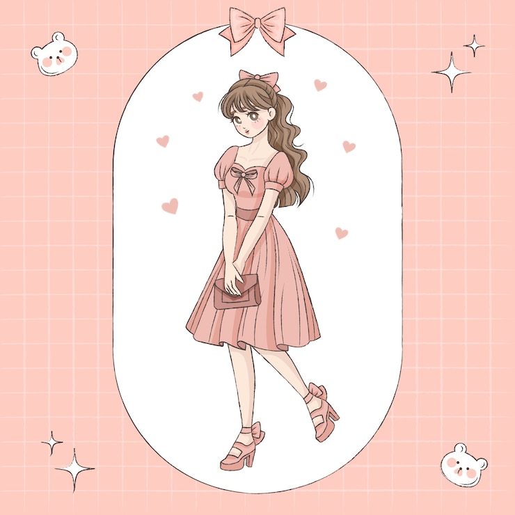 Vector gratuito dibujado a mano ilustración de personaje de estilo de dibujo coreano