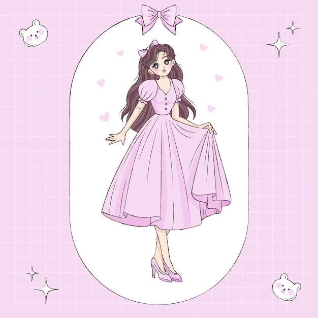 Dibujado a mano ilustración de personaje de estilo de dibujo coreano